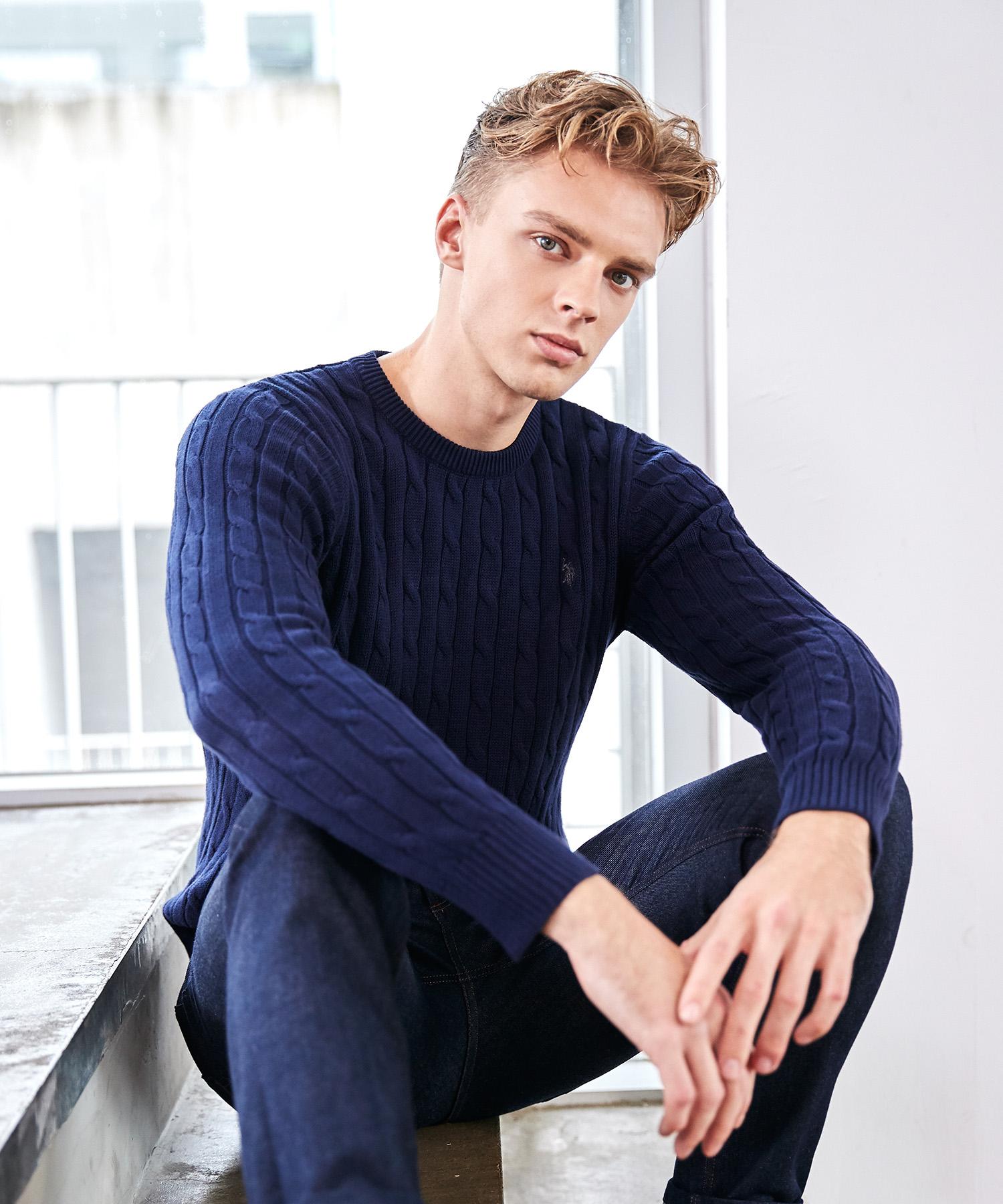Us Polo Assn Cable Round Knit_Navy Navy/100