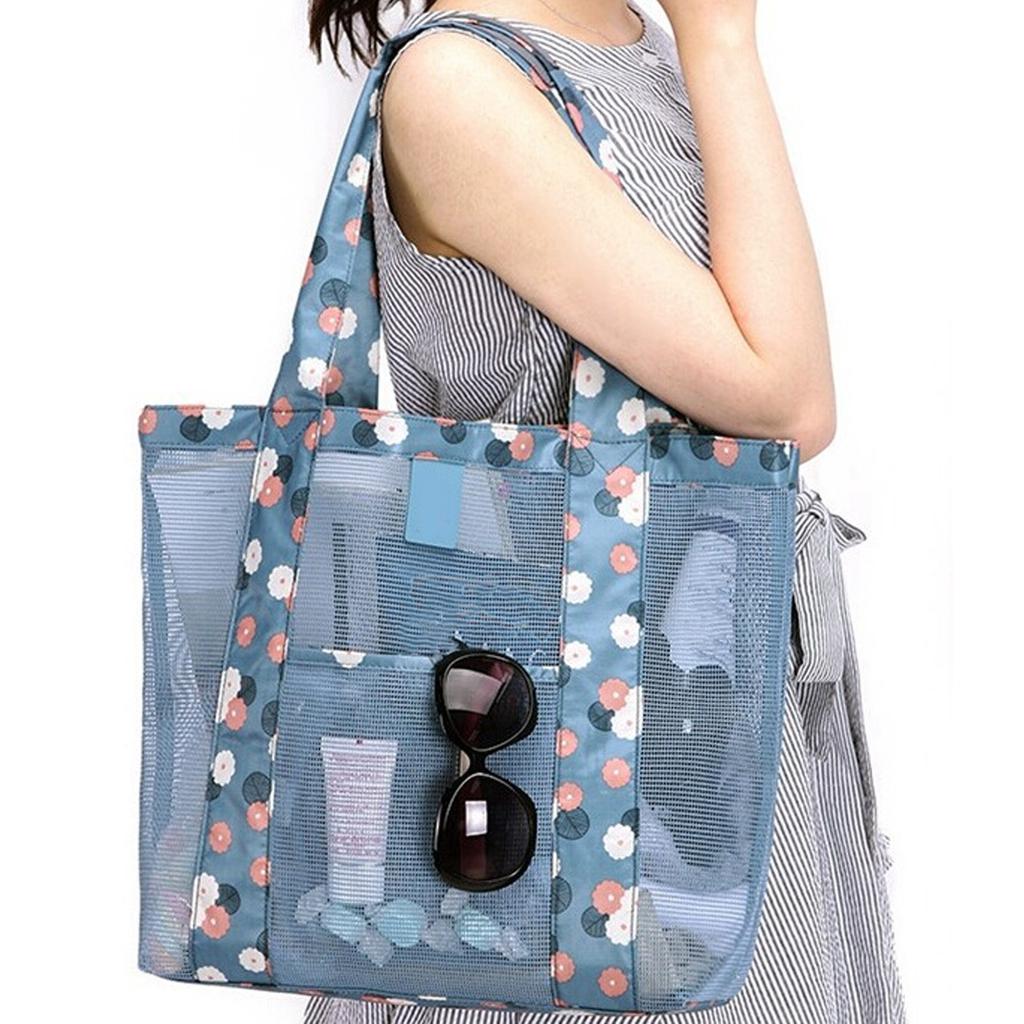 Strandtasche Wasserdicht Große Kapazität Lässig Oxford-Gewebe Damen Netztasche für Einkaufen Schwimmen