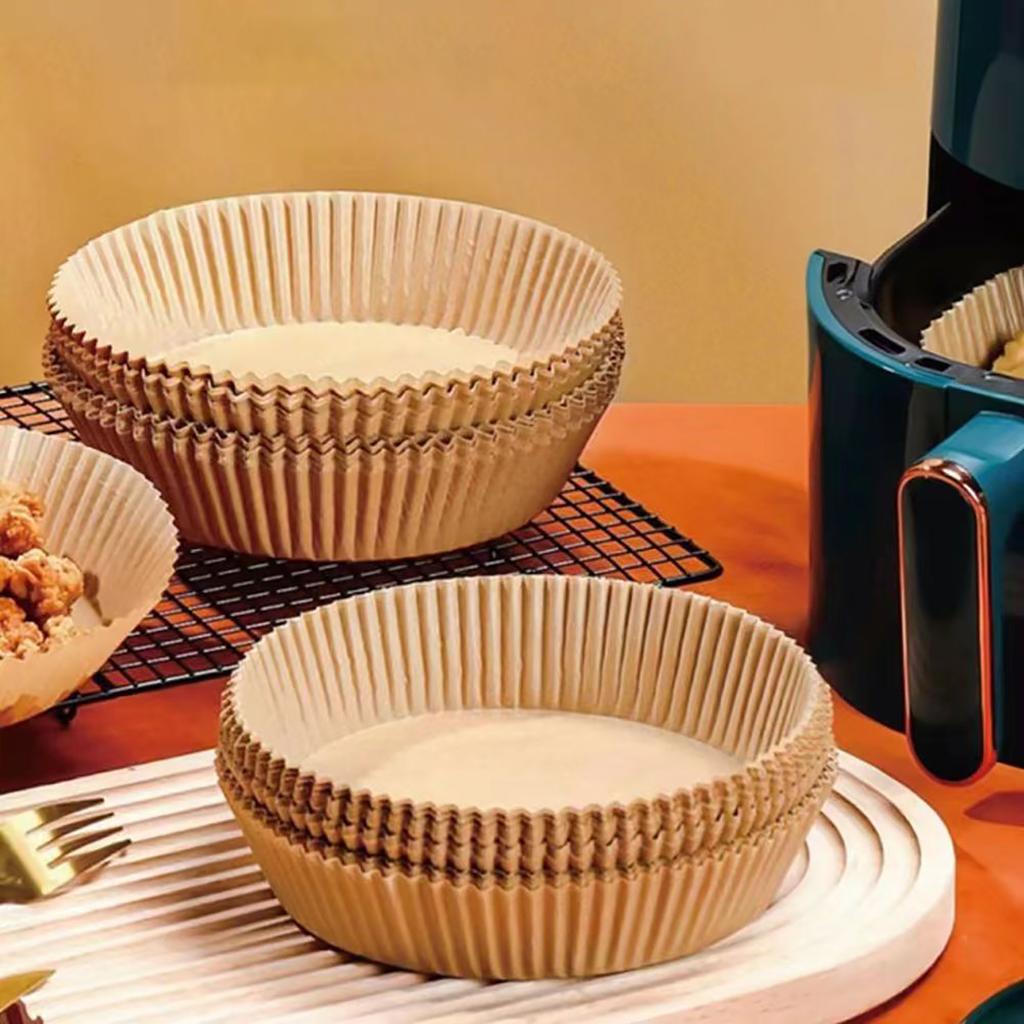 50/100 Stück Einweg-Heißluftfritteusen-Papierauskleidung 23CM Ölbeständig Wasserdicht Hausbackblech Dampfgarer Käsekuchen Küchenbackzubehör