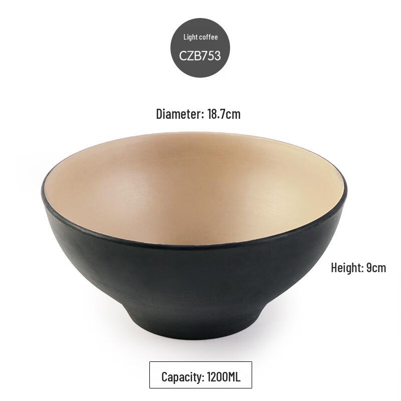 Black Frosted Japanese Style Melamine Ramen Bowl