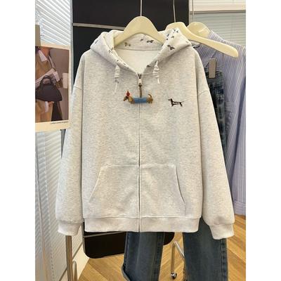 Modische Kapuzen-Sweatshirtjacke für Damen Herbst 2025 Neu Zipp-Cardigan Langärmeliges bedrucktes Oberteil Dünner Abschnitt