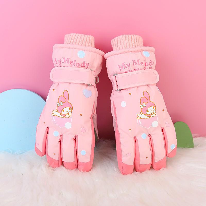 Children's Winter Ski Gloves: Thick, Cold-Proof, Waterproof, Windproof, Non-Slip, Warm Cotton for Ages 3-17.