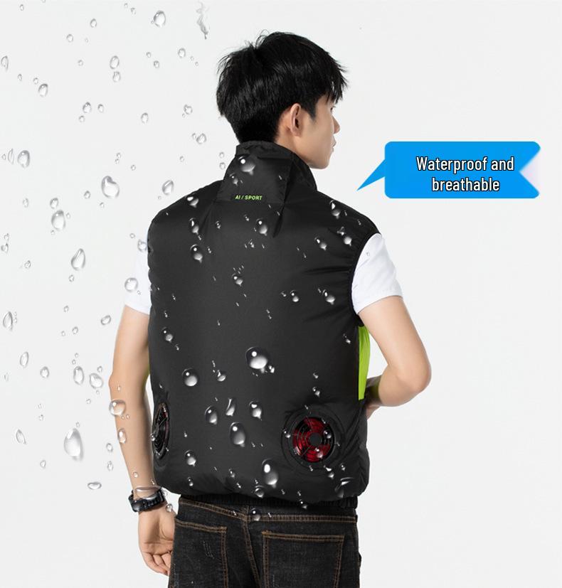 Men's Outdoor Cooling Vest with Fan for Heatstroke Prevention and Electric Welding Protection