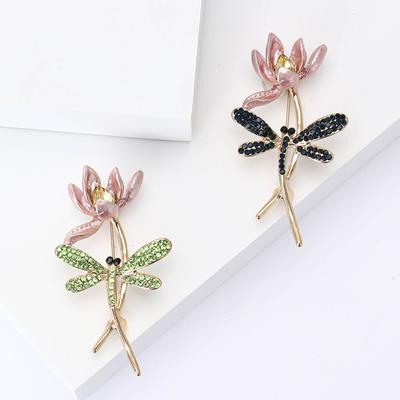 Kreative Legierung Strass Libelle Lotus Brosche Eleganz Damen Schal Kleid Brosche Ornament Anstecknadel