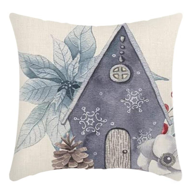 Weihnachtsmann Leinenkissen Wohnzimmer Cartoon Elch Geschenk Dekoration Sofa Rücken Print Kissenbezug