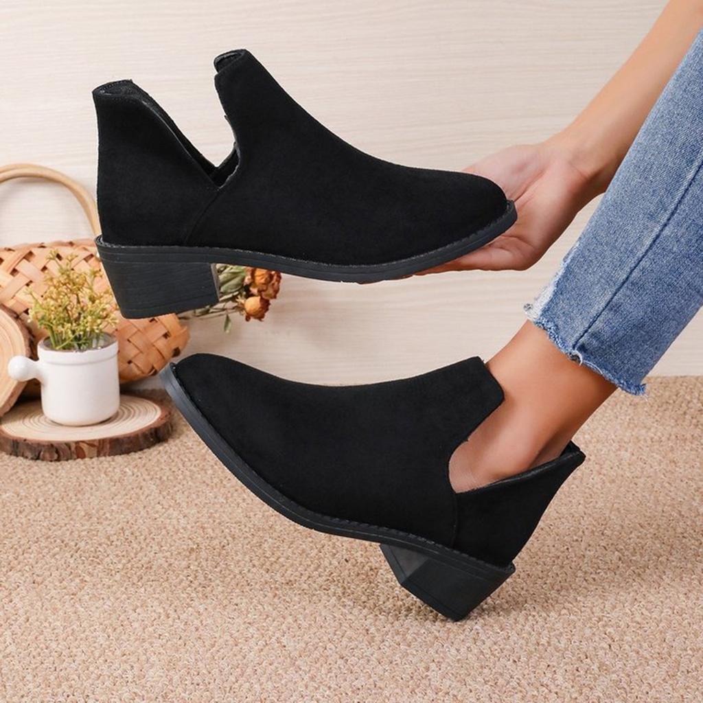 Fashion Boot for Women Women'S Fashionable Suede Pull on Zipper Low Top Casual Pointed Toe Classic Ankle Boots Boot Cut Out 36-43