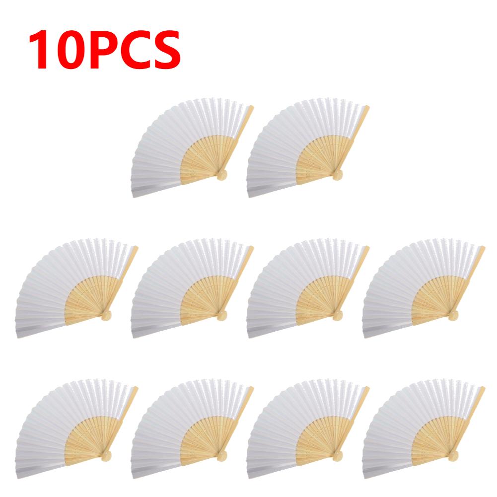 50-1 STÜCKE Blanko Weiß DIY Papier Bambus Faltfächer für Handübung Kalligraphie Malerei Zeichnung Hochzeitsfeier Geschenk Ornament Neu