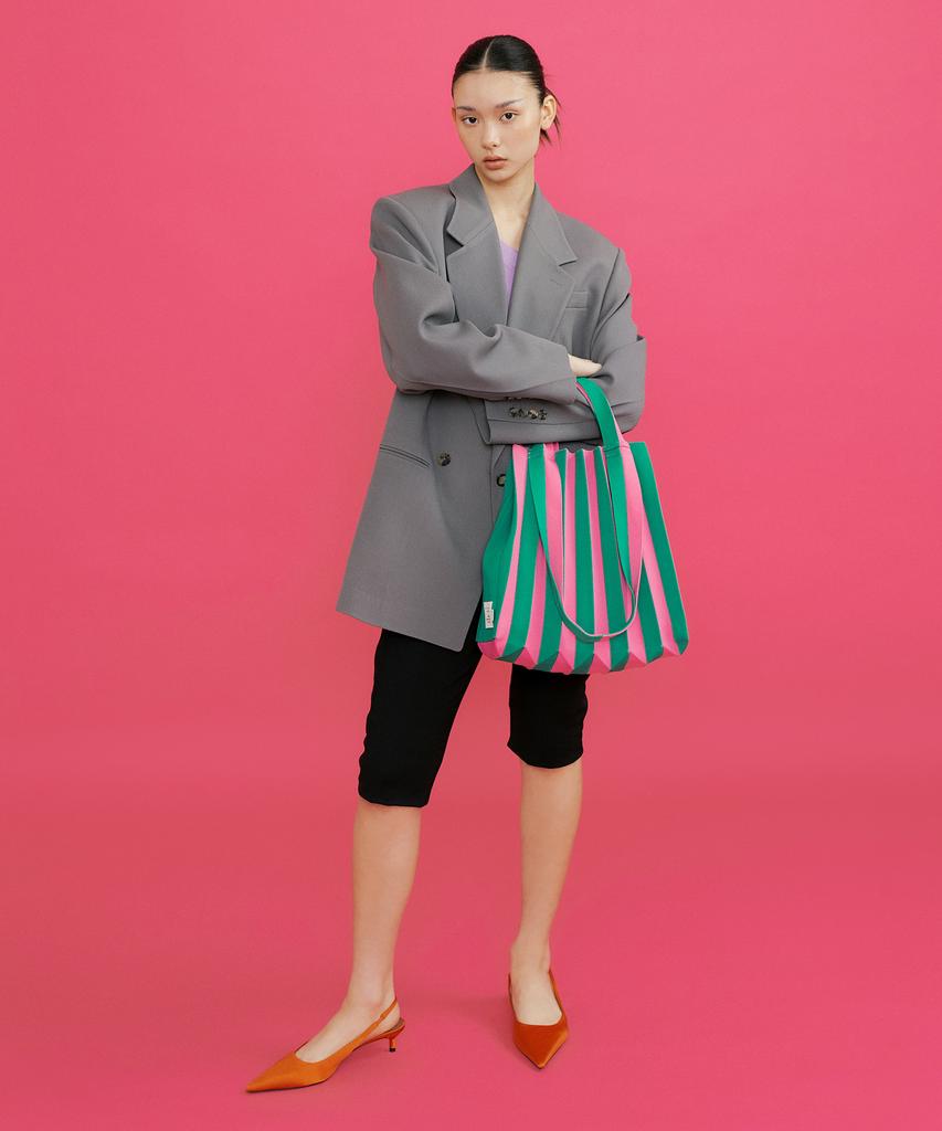 Pleatsmama Zweifach-Shopper Tasche Rosa Grün