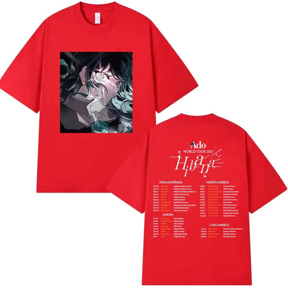 Japan Singer ADO World Tour 2025 Hibana Graphic T Shirts Men Women Hip Hop High Quality Oversized Cotton T-shirts Y2k Streetwear