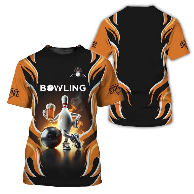Hot Sale 3D Printed Bowling Tshirt Men Custom Name Team T-Shirt Sports Oversized Short Sleeve Tops Summer Crew Neck Tee Shirt