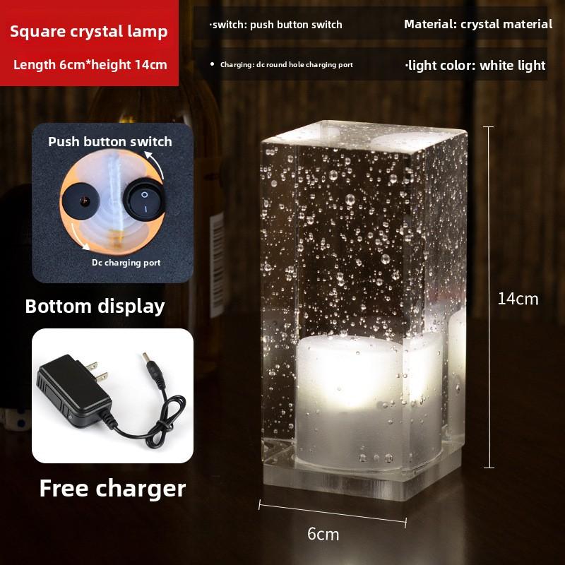 Bar Table Lamp Led Rechargeable Crystal Lamp Creative Personality Restaurant KTV Atmosphere Bedside Lamp Night Light Decorative Table Lamps