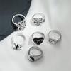 Elegant and Versatile Fashion Retro Tai Chi Spider Ring 6-piece Simple Ring Popular Female Jewelry