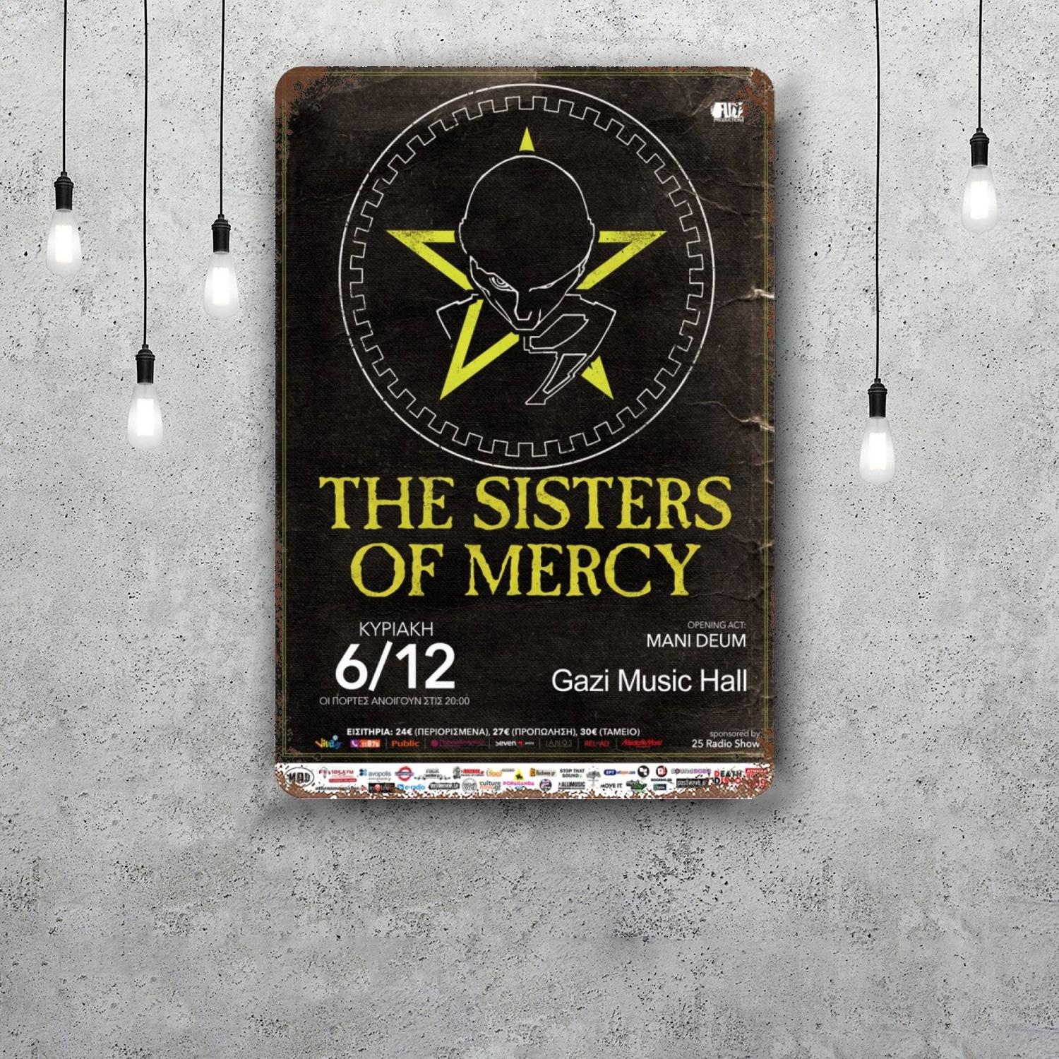 

The Sisters of Mercy Tin Sign Home Decor Wall Decor Art Wall Mural Room Decoration Decor Retro Metal Sign Plate Bar Posters 20x30cm（7.8x11.8inch）