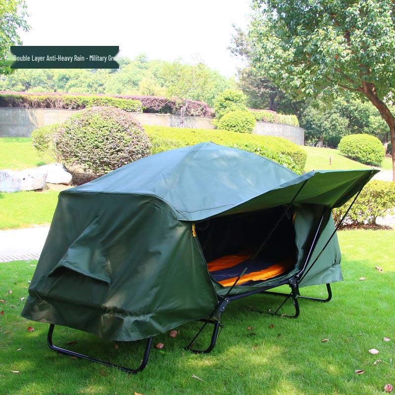 Double Layer Stormproof Outdoor Tent for Two - Rainproof, Thickened, Off-Ground, Perfect for Camping, Cold Weather, and Fishing