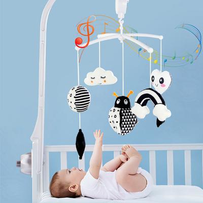 Caja de música con forma de animal, campana para cama en blanco y negro, sonajeros para cuna de bebé, juguetes para bebés de 0 a 12 meses, juguete con mecanismo de relojería, juguetes para recién nacidos