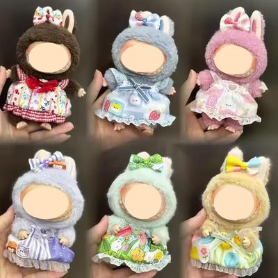 Random 2Sets Mini Plush Doll'S Clothes Outfit Accessories For 15-17cm Labubu Idol Overalls Set Clothing Gift