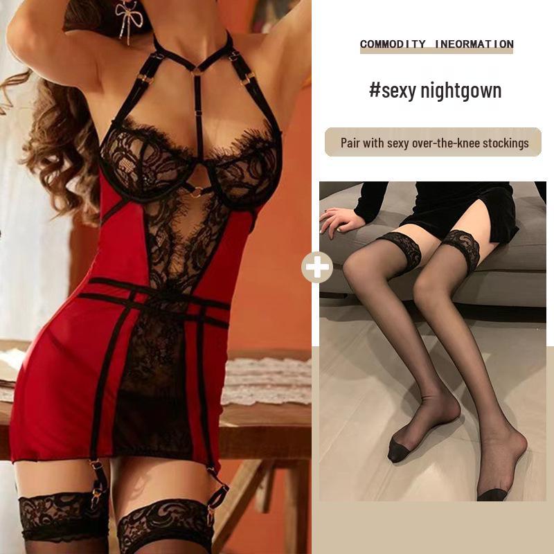 Ye Geng Plus Size Lace See-Through Halter Neck Bodysuit Shapewear