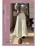 Women's High-Waisted Woolen Tassel Knitted A-Line Midi Skirt for Autumn and Winter