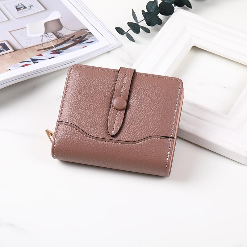 

Stylish Women s Short Wallet Soft Pu Leather Zipper Closure Coin Purse Wholesale Cameo brown