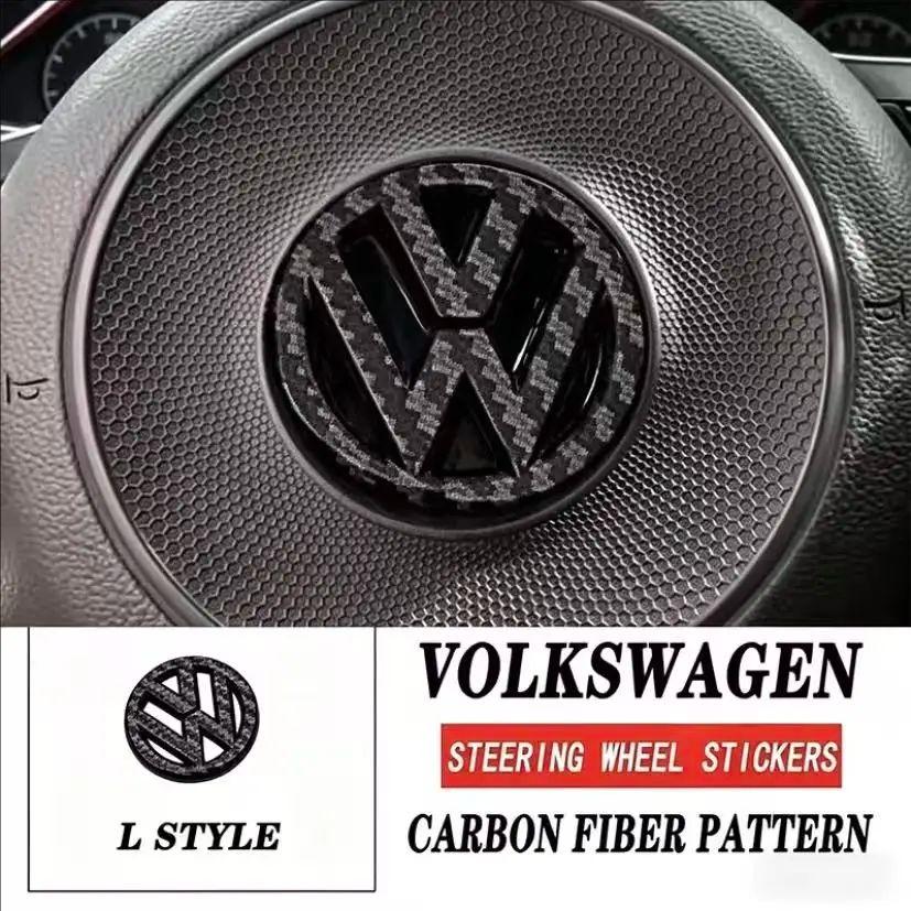KUDFZ1 Car ABS Steering Wheel Emblem Trim Sticker Badge For VW GTI Golf Polo 6 7 Passat CC Tiguan T-ROC Jetta MK6 Taigo Arteon Hub Cap