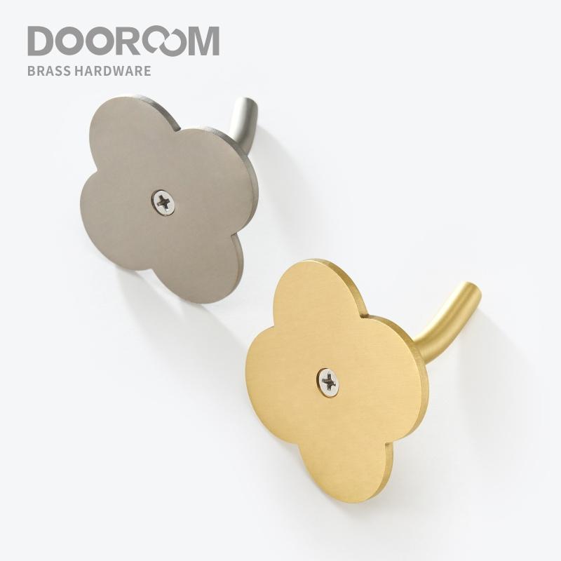 Doodoom Brass Punch Free Bearing Hooks Bathroom Indoor Kitchen Hallway Wall Clothes Hooks Wall Hangers Row Hooks Nordic