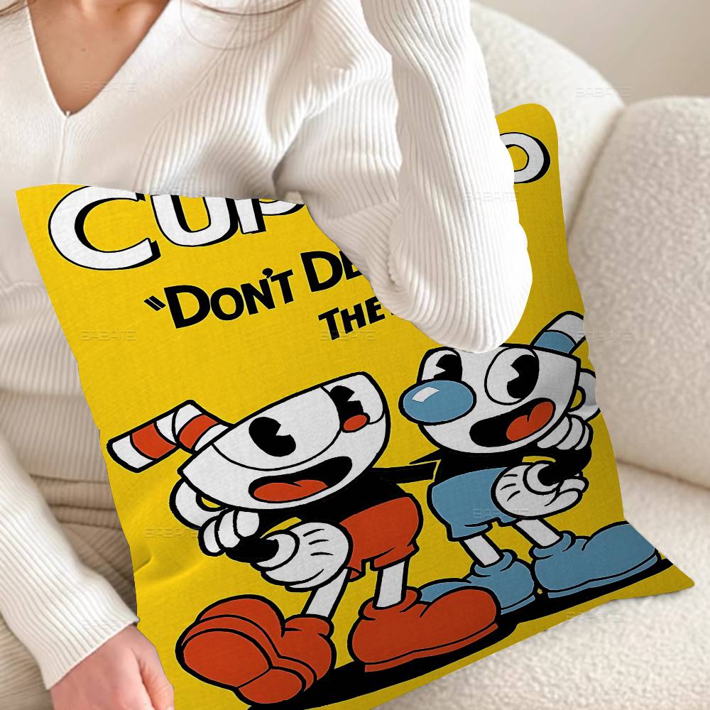 Cartoon Game C-Cuphead Cushion Cover Inches Farmhouse Decor Home Throw Pillow Covers For Couch Decorations