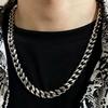 Men's Hip Hop Chunky Cuban Chain Necklace - Polished Titanium Steel, Six-Sided Design, European & American Style.