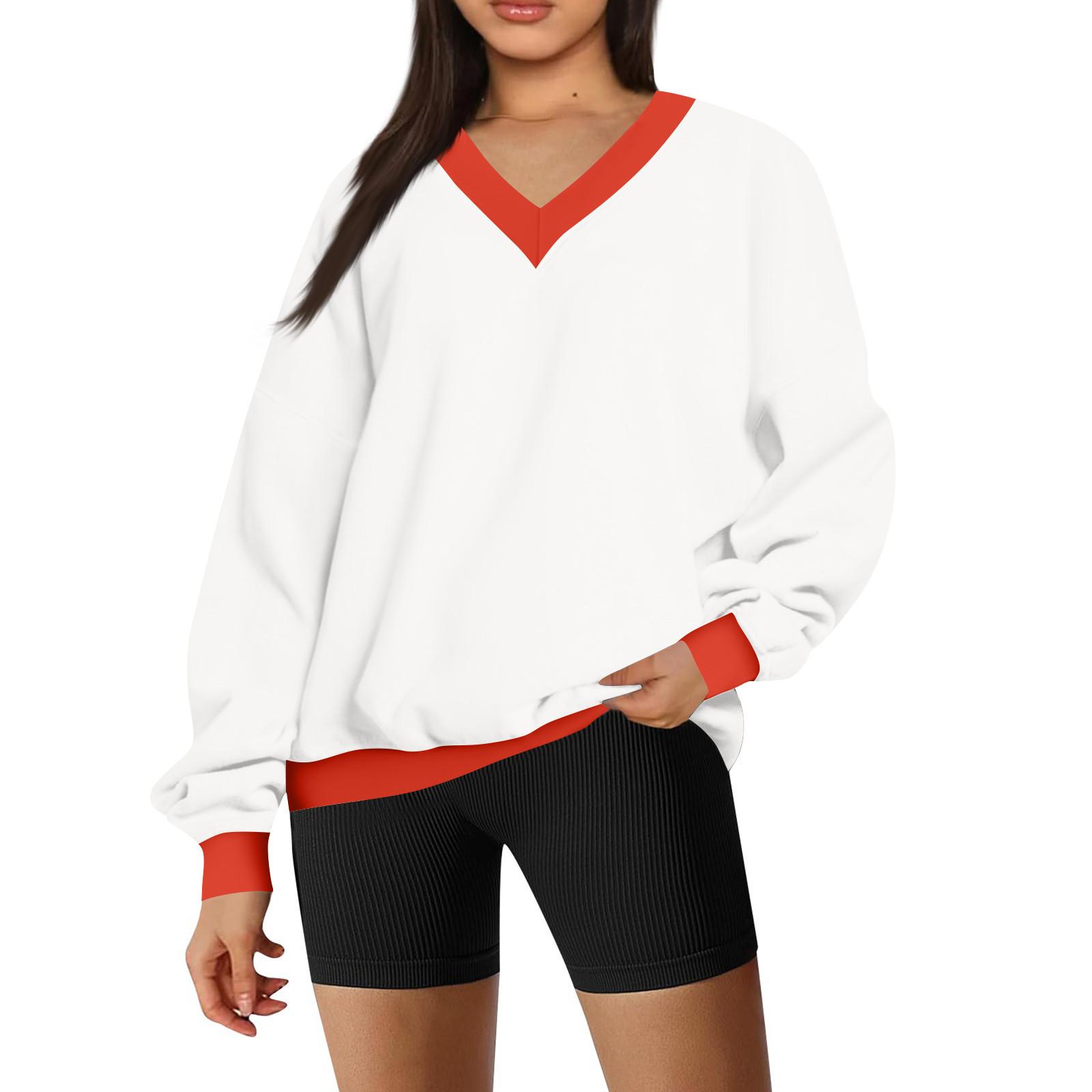 Женские свободные толстовки повседневные удобные топы модные длинные рукава пуловеры толстовки L белый 1849₽