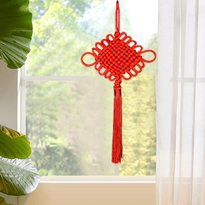 Chinese New Year Red Velvet Knot Pendant Symbol of Reunion Good Fortune Handweave Best Wishes Chinese Knot