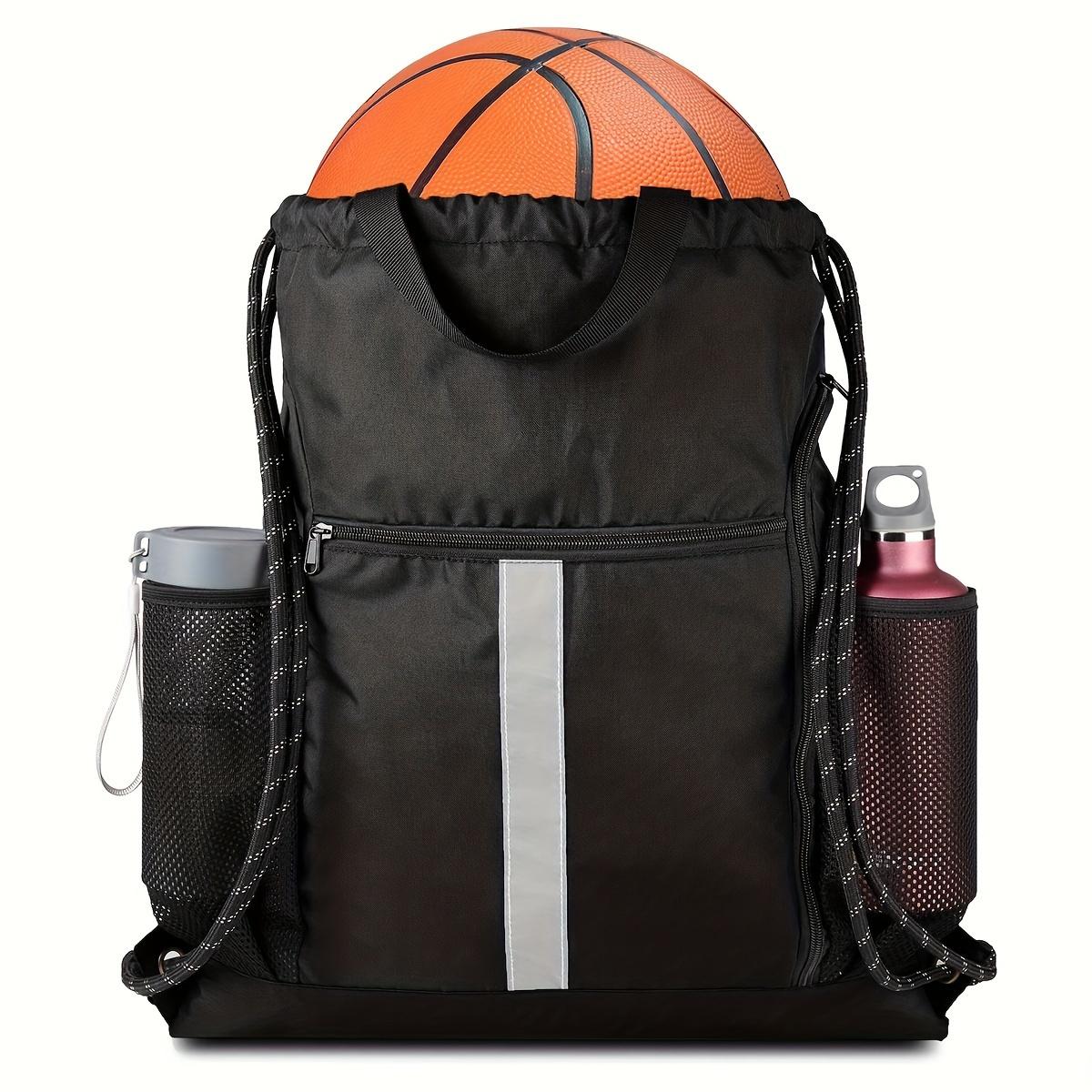 

Black Foldable Drawstring Gym Bag, Lightweight Sports Duffel for Basketball Football Training Travel, 1-Pack чёрный