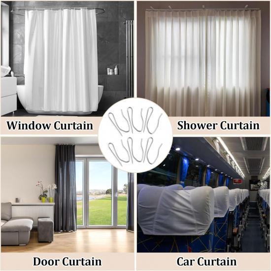 140 PCS Metal Curtain Hooks for Drapes, 1.2 in Rustproof Drapery P for Pinch Pleat Curtain, S-Shaped Pin-On Hook for Window, Door, Shower, RV Curta