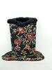 Vintage Plush Eyeglasses Holder with Fabric Pen Holder for Bedside and Desktop Storage - Black Floral Pattern