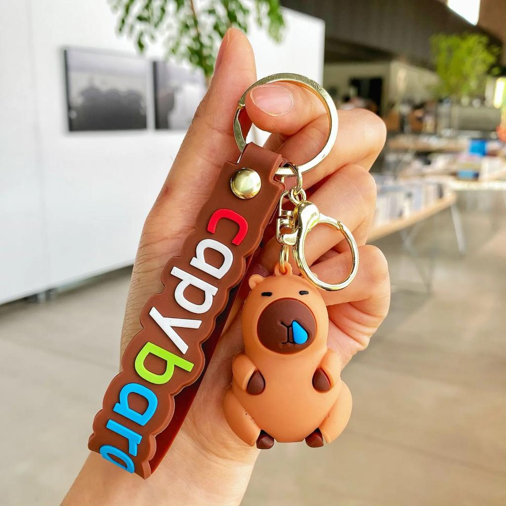 Creative Cute Capybara Keychains for Car Keyring Anime Cartoon Capibala Women Doll Pendant Holiday Gifts