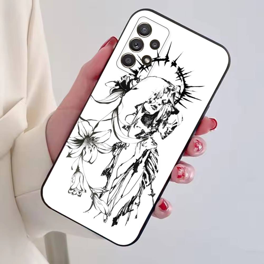 Middle Ages Retro Angel Phone Case For Samsung S25,S24,S21,S22,S23,S30,Ultra,S20,Plus,Fe,Lite,Note,10,Black Cover
