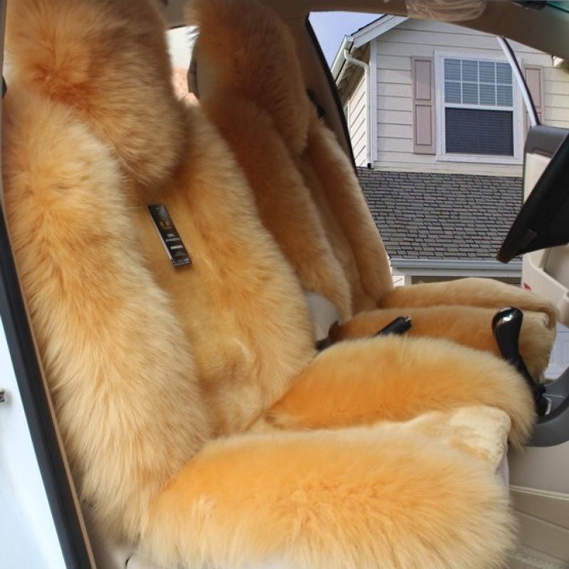 One-Piece Wool Car Seat Cushion - Plush Fur Winter Pad
