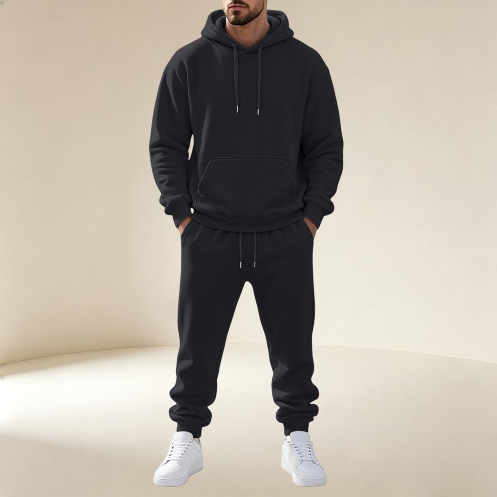 Men's Pullover Hoodie Sweatshirt Athletic Set for Training and Casual Wear