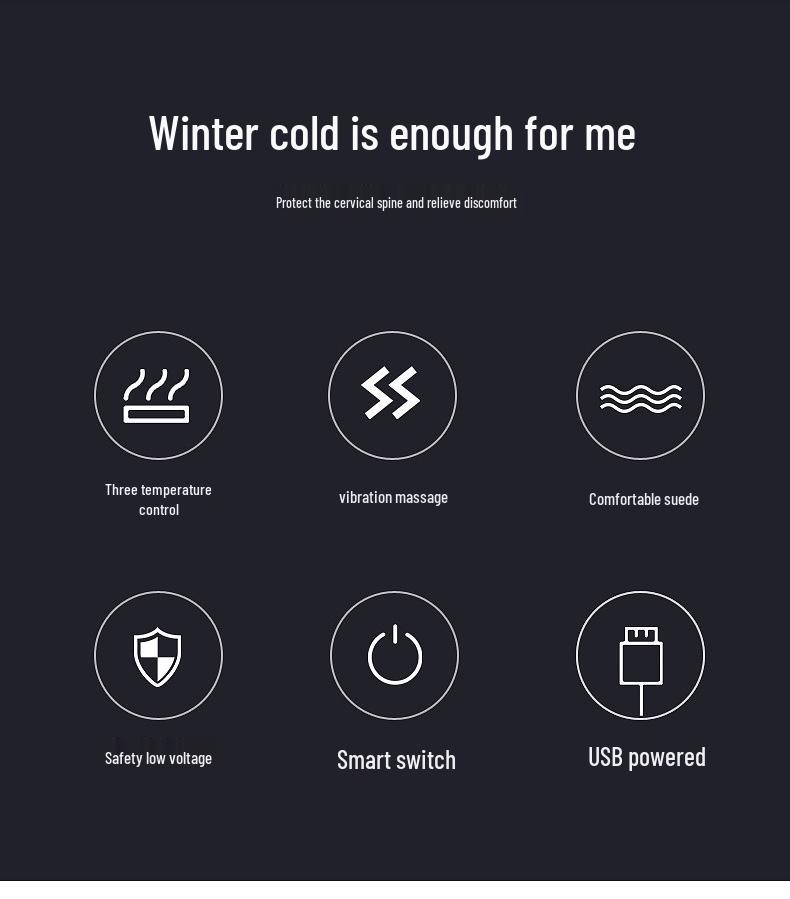 Smart Heating & Massage Scarf - Dual Control, Black Technology