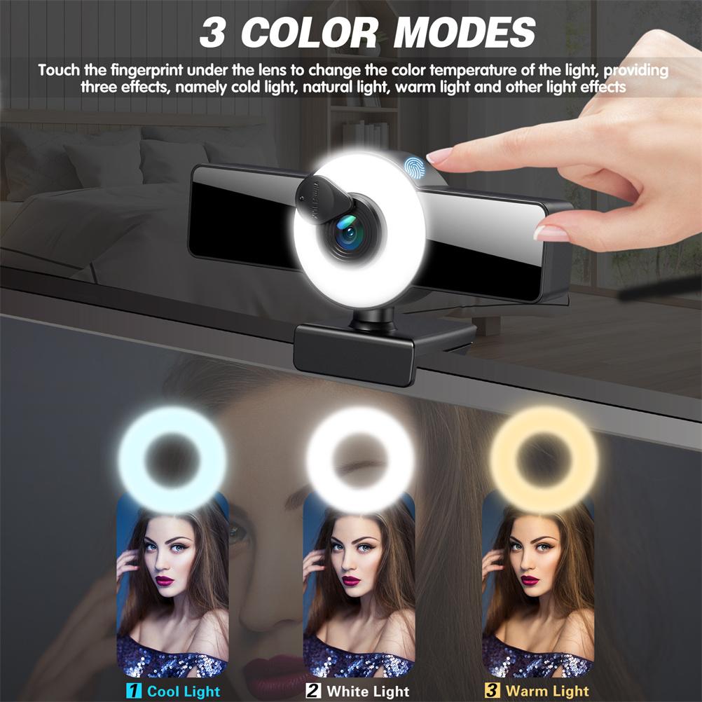 4K HD Webcam with Microphone Autofocus 1080P HD Webcam USB PC Laptop Web Camera with  Cover Tripod