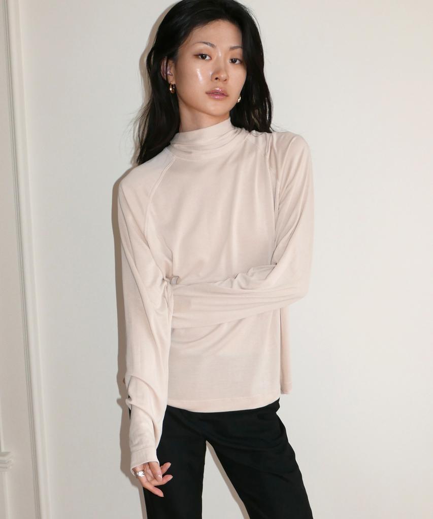 LEUNI Soft Modal Tie-Back Blouse Top - Muse Beige