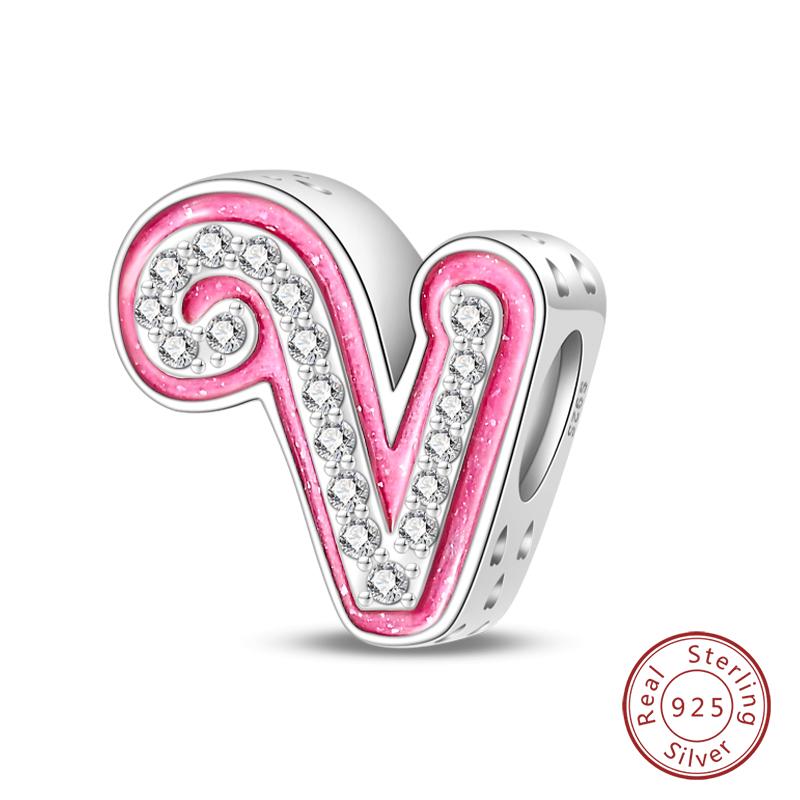 Copper Princess Pink 26 Letters Charm Bead Charms Bead Charms 3mm Do It Yourself Birthday Fine Jewellery Making