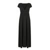 Damen Farbiges Deep V-Ausschnitt Kurzarm Langes Kleid Plissiert Hohe Taille Geschlitztes Kleid