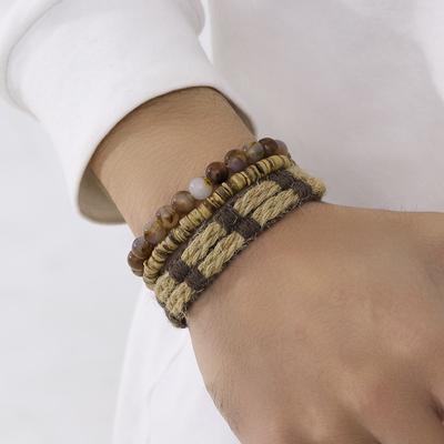 Neues Retro mehrlagiges gestapeltes Armband handgefertigt perlenbesetzt originelles Kokosnussschalen-Armband Partnerarmband