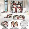 Weihnachts-Badezimmer-Dekorationsset Mit Wasserdichtem Polyester-Badezimmer-Ensemble, Schneemann-Thema, Enthält 12 Haken, Rutschfester Toilettensitzbezug