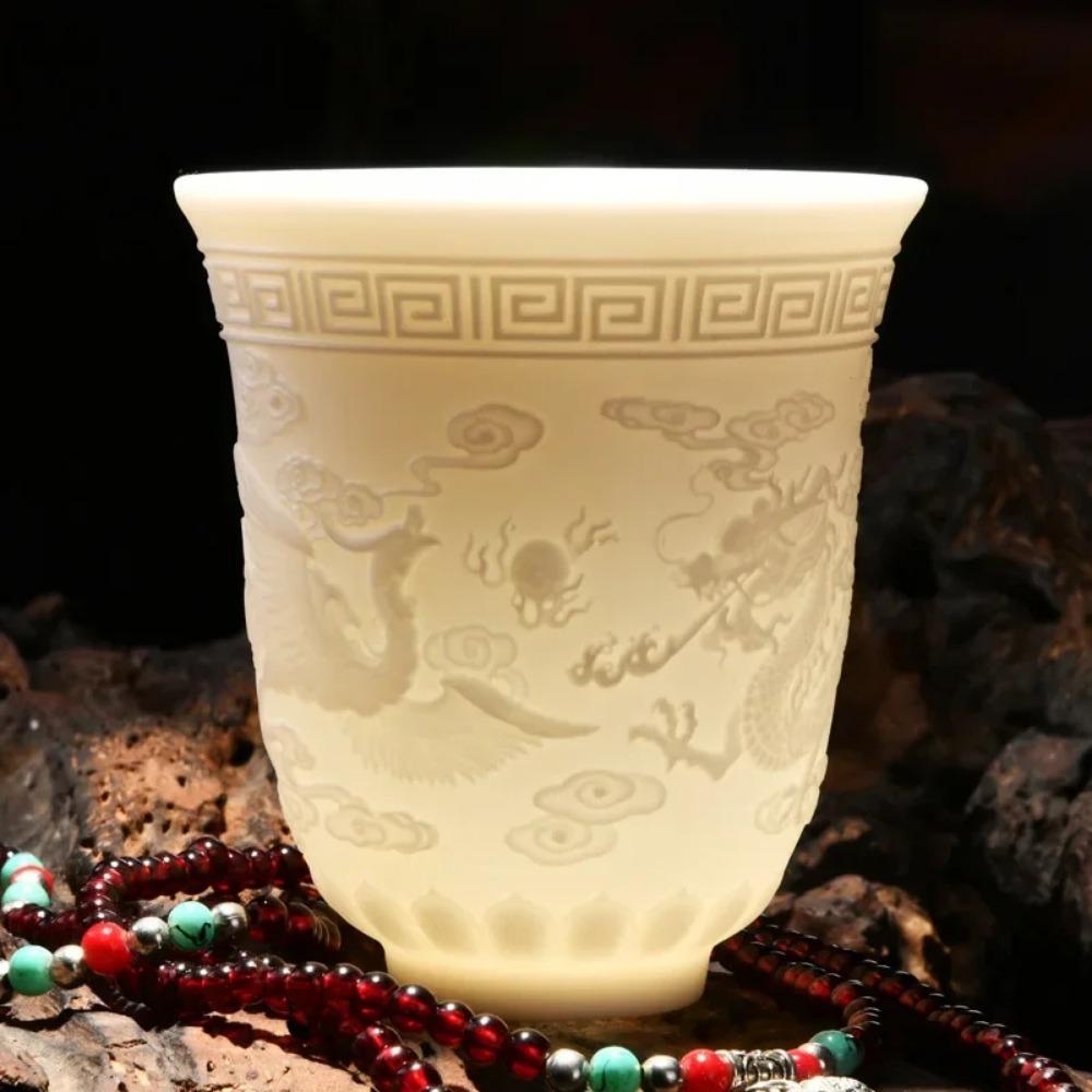 Chinese white porcelain cup goat fat jade personal cup Tea set ceramic host cup sample tea cup Kung Fu tea cup cup