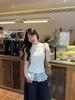 Available Now: Sweet Mesh Patchwork Two-Piece Layered T-shirt - 2025 Korean Style, High Neck, Long Sleeve, Base Layer.
