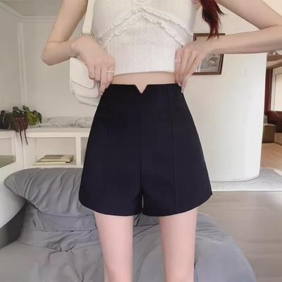 2024 Sommer Damen High-Waist Schwarze A-Linien Shorts - Übergröße Slim Fit