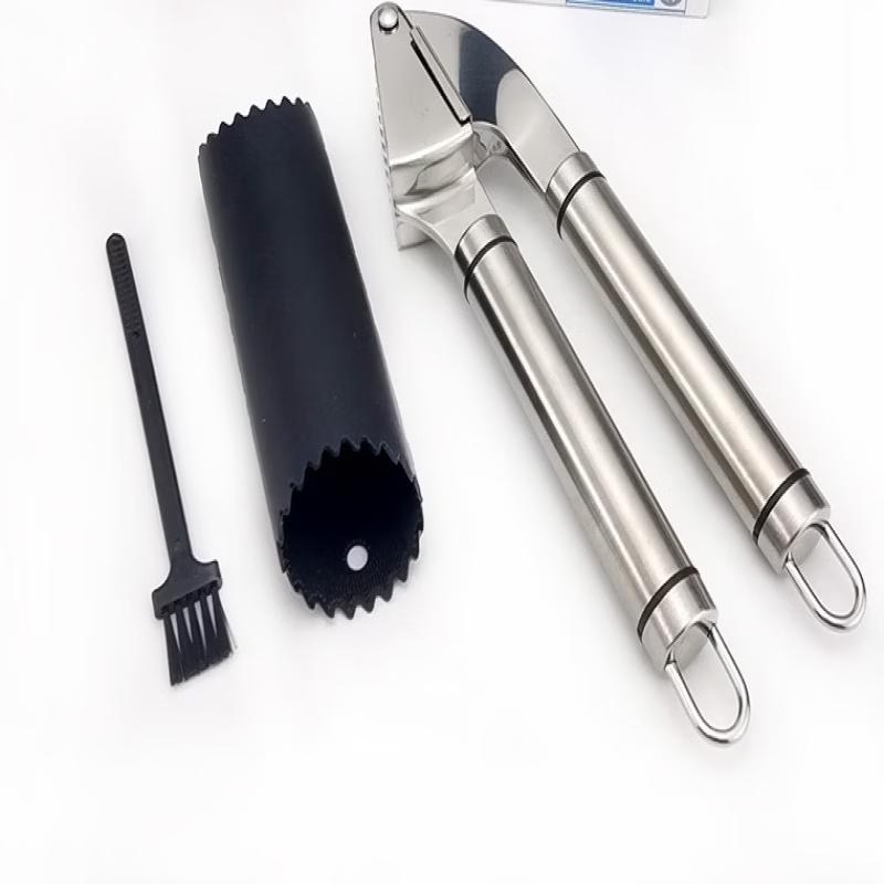 LISM Stainless Steel Garlic Press Set