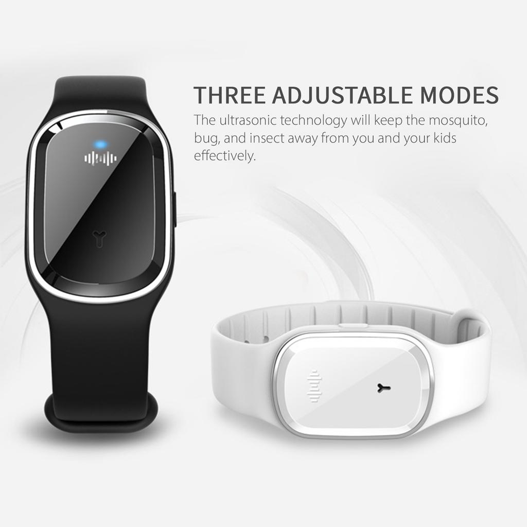 Fly Repelling Bracelet USB Charging Anti Fly Repelling Wristband Length Suitable for Adults and Kids Black