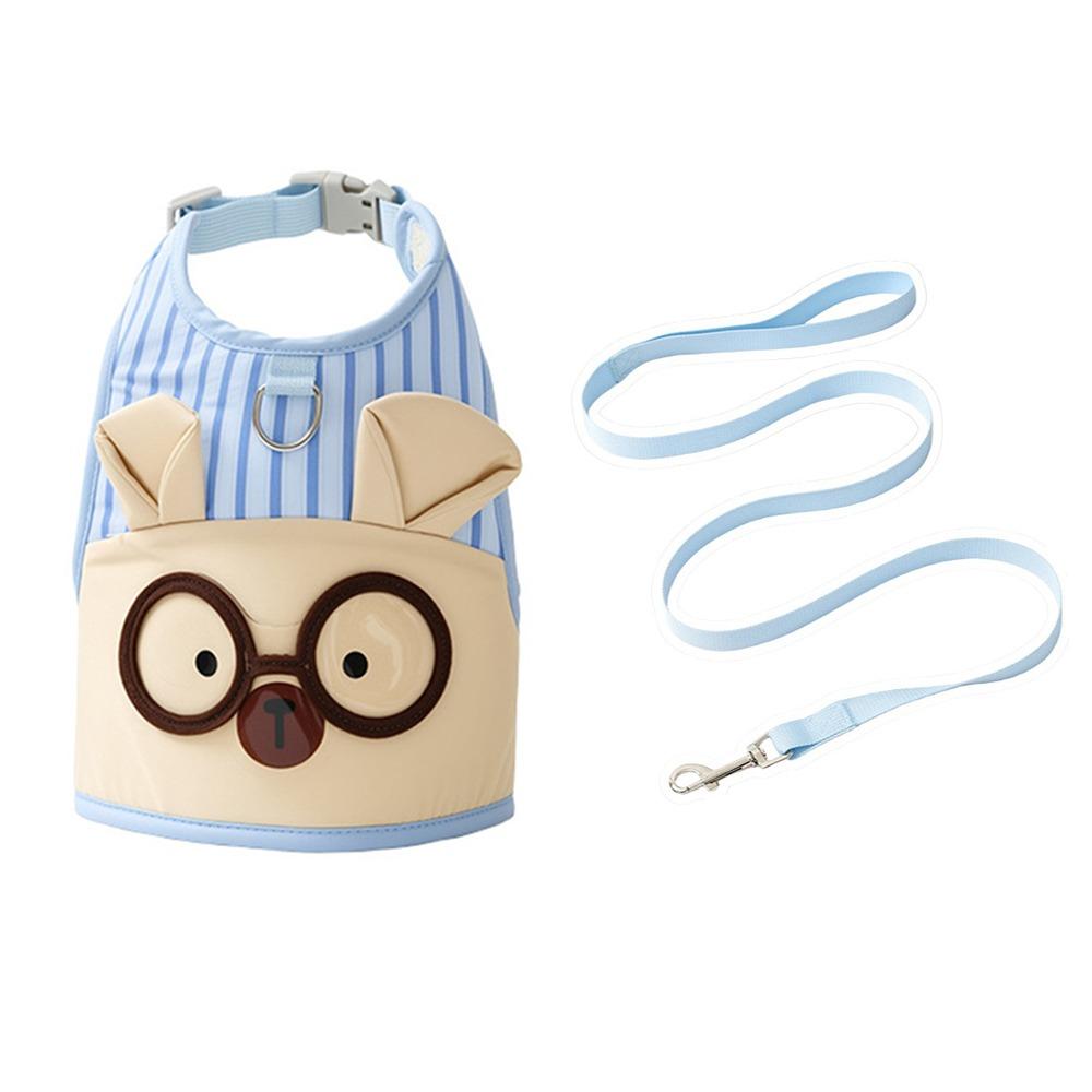 Cartoon Design Dog Harness and Leash Set Breathable Pet Chest Strap Set Durable Pet Vest Puppy