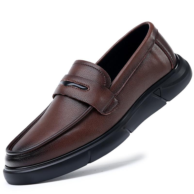 Handmade Leather Men's Casual Shoes Comfortable Slip on Business Affairs Loafers Genuine Leather Flats Moccasins Walking Shoes